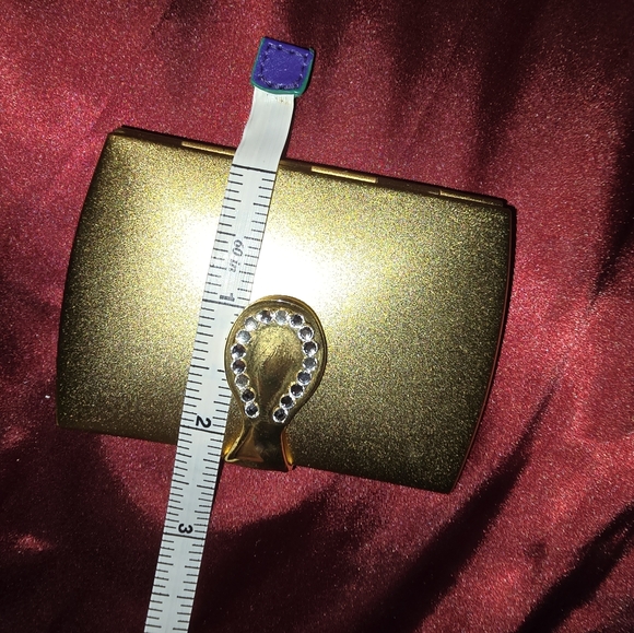 Vintage Gold Tone Dual Purse Mirror Compact with Jewel Accents - Picture 8 of 8